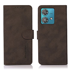 Leather Case Stands Flip Cover Holder D01Y for Motorola Moto G84 5G Brown