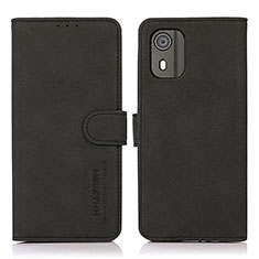 Leather Case Stands Flip Cover Holder D01Y for Nokia C02 Black