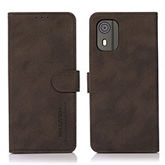 Leather Case Stands Flip Cover Holder D01Y for Nokia C02 Brown