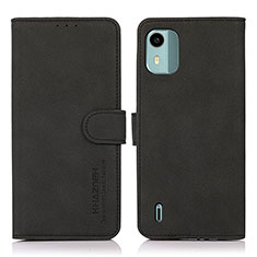 Leather Case Stands Flip Cover Holder D01Y for Nokia C12 Black