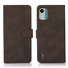 Leather Case Stands Flip Cover Holder D01Y for Nokia C12 Brown