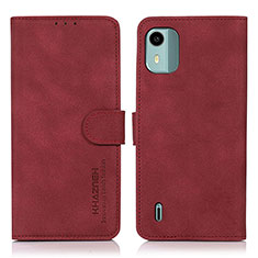 Leather Case Stands Flip Cover Holder D01Y for Nokia C12 Plus Red