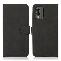 Leather Case Stands Flip Cover Holder D01Y for Nokia C32 Black