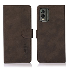 Leather Case Stands Flip Cover Holder D01Y for Nokia C32 Brown