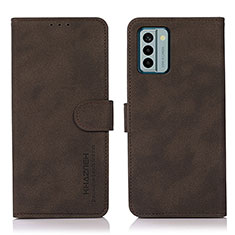 Leather Case Stands Flip Cover Holder D01Y for Nokia G22 Brown