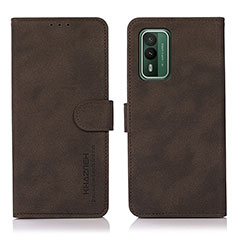 Leather Case Stands Flip Cover Holder D01Y for Nokia XR21 Brown