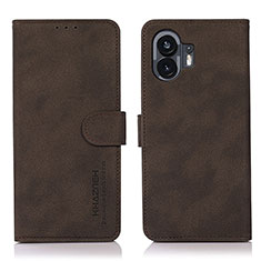 Leather Case Stands Flip Cover Holder D01Y for Nothing Phone 2 Brown