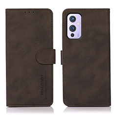 Leather Case Stands Flip Cover Holder D01Y for OnePlus 9 5G Brown