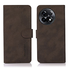 Leather Case Stands Flip Cover Holder D01Y for OnePlus Ace 2 5G Brown