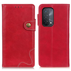 Leather Case Stands Flip Cover Holder D01Y for Oppo A54 5G Red