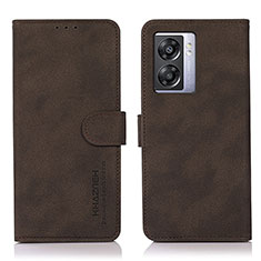 Leather Case Stands Flip Cover Holder D01Y for Oppo K10 5G India Brown