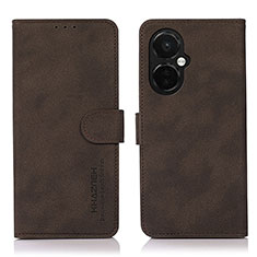 Leather Case Stands Flip Cover Holder D01Y for Oppo K11x 5G Brown