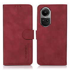 Leather Case Stands Flip Cover Holder D01Y for Oppo Reno10 5G Red