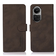 Leather Case Stands Flip Cover Holder D01Y for Oppo Reno10 Pro 5G Brown