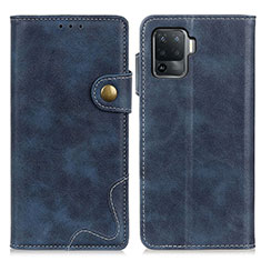 Leather Case Stands Flip Cover Holder D01Y for Oppo Reno5 F Blue