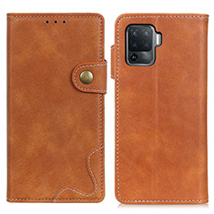 Leather Case Stands Flip Cover Holder D01Y for Oppo Reno5 F Brown