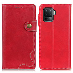 Leather Case Stands Flip Cover Holder D01Y for Oppo Reno5 F Red