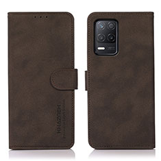 Leather Case Stands Flip Cover Holder D01Y for Realme 8 5G Brown