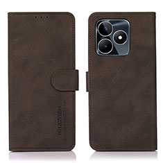 Leather Case Stands Flip Cover Holder D01Y for Realme C53 Brown