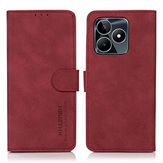 Leather Case Stands Flip Cover Holder D01Y for Realme C53 India Red