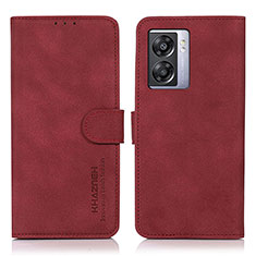 Leather Case Stands Flip Cover Holder D01Y for Realme Q5i 5G Red