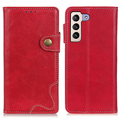 Leather Case Stands Flip Cover Holder D01Y for Samsung Galaxy S21 Plus 5G Red