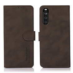 Leather Case Stands Flip Cover Holder D01Y for Sony Xperia 10 III Lite Brown