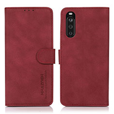 Leather Case Stands Flip Cover Holder D01Y for Sony Xperia 10 III Red