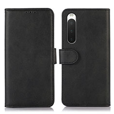 Leather Case Stands Flip Cover Holder D01Y for Sony Xperia 10 IV SO-52C Black