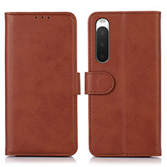 Leather Case Stands Flip Cover Holder D01Y for Sony Xperia 10 IV SOG07 Brown