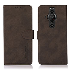 Leather Case Stands Flip Cover Holder D01Y for Sony Xperia PRO-I Brown