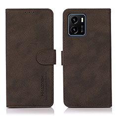 Leather Case Stands Flip Cover Holder D01Y for Vivo iQOO U5x Brown