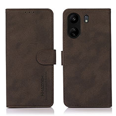 Leather Case Stands Flip Cover Holder D01Y for Xiaomi Poco C65 Brown