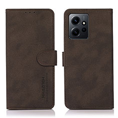 Leather Case Stands Flip Cover Holder D01Y for Xiaomi Redmi Note 12 4G Brown