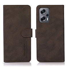 Leather Case Stands Flip Cover Holder D01Y for Xiaomi Redmi Note 12 Turbo 5G Brown