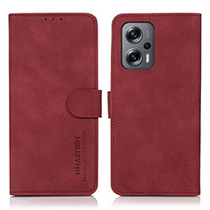 Leather Case Stands Flip Cover Holder D01Y for Xiaomi Redmi Note 12 Turbo 5G Red