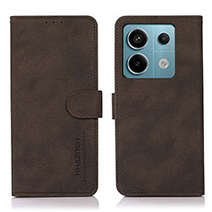 Leather Case Stands Flip Cover Holder D01Y for Xiaomi Redmi Note 13 Pro 5G Brown