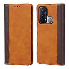Leather Case Stands Flip Cover Holder D02T for Oppo Reno5 A Brown