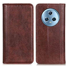 Leather Case Stands Flip Cover Holder D03Y for Huawei Honor Magic5 5G Brown