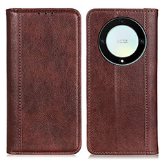 Leather Case Stands Flip Cover Holder D03Y for Huawei Honor Magic5 Lite 5G Brown