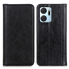 Leather Case Stands Flip Cover Holder D03Y for Huawei Honor X7a Black