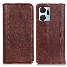 Leather Case Stands Flip Cover Holder D03Y for Huawei Honor X7a Brown