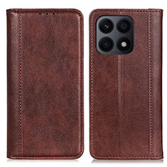 Leather Case Stands Flip Cover Holder D03Y for Huawei Honor X8a 4G Brown