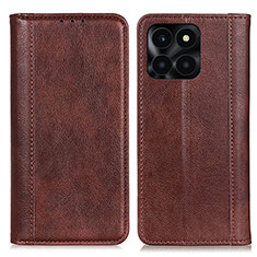 Leather Case Stands Flip Cover Holder D03Y for Huawei Honor X8b Brown