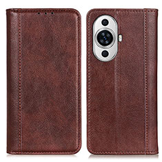 Leather Case Stands Flip Cover Holder D03Y for Huawei Nova 11 Brown