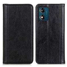 Leather Case Stands Flip Cover Holder D03Y for Motorola Moto E13 Black