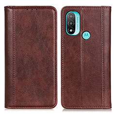 Leather Case Stands Flip Cover Holder D03Y for Motorola Moto E20 Brown