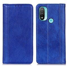 Leather Case Stands Flip Cover Holder D03Y for Motorola Moto E30 Blue