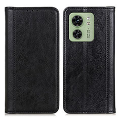 Leather Case Stands Flip Cover Holder D03Y for Motorola Moto Edge 40 5G Black