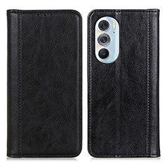 Leather Case Stands Flip Cover Holder D03Y for Motorola Moto Edge Plus (2022) 5G Black